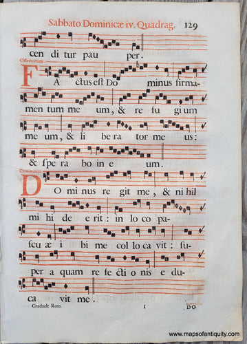 Genuine-Antique-Sheet-Music-on-Paper-Antique-Sheet-Music---Sabbato-Dominicae-iv-Quadrag-129-c-16th-century-Unknown-Maps-Of-Antiquity