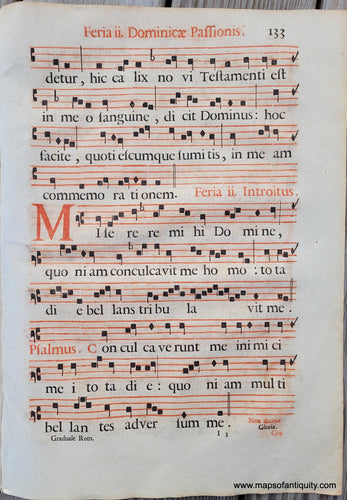 Genuine-Antique-Sheet-Music-on-Paper-Antique-Sheet-Music---Feria-ii-Dominicae-Passionis-133-c-16th-century-Unknown-Maps-Of-Antiquity
