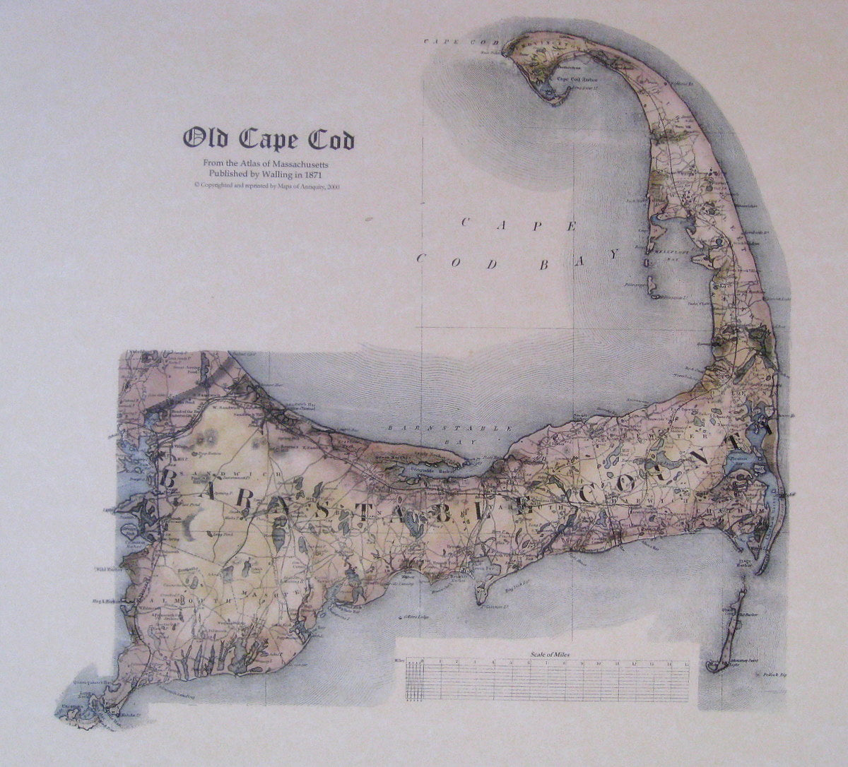 Old Cape Cod Hand Colored Reproduction Map Maps Of Antiquity 