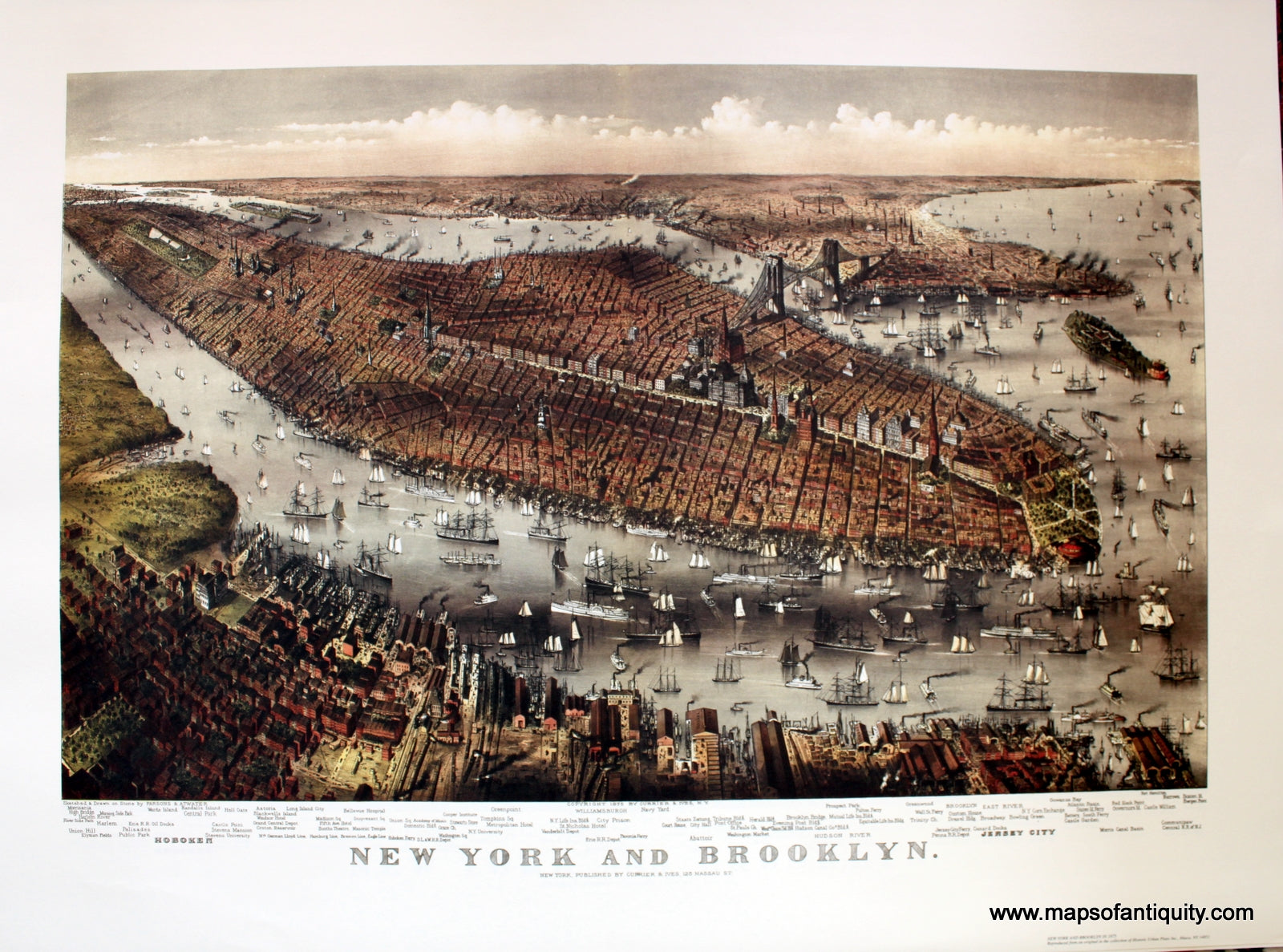 New York And Brooklyn Reproduction Map Maps Of Antiquity 9768