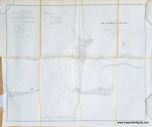 Antique-Map-Eastern-Part-of-St.-George's-George-Sound-Florida-1859-1850s-1800s-USCS-Coast-Coastal-Chart-Survey-Maps-of-Antiquity