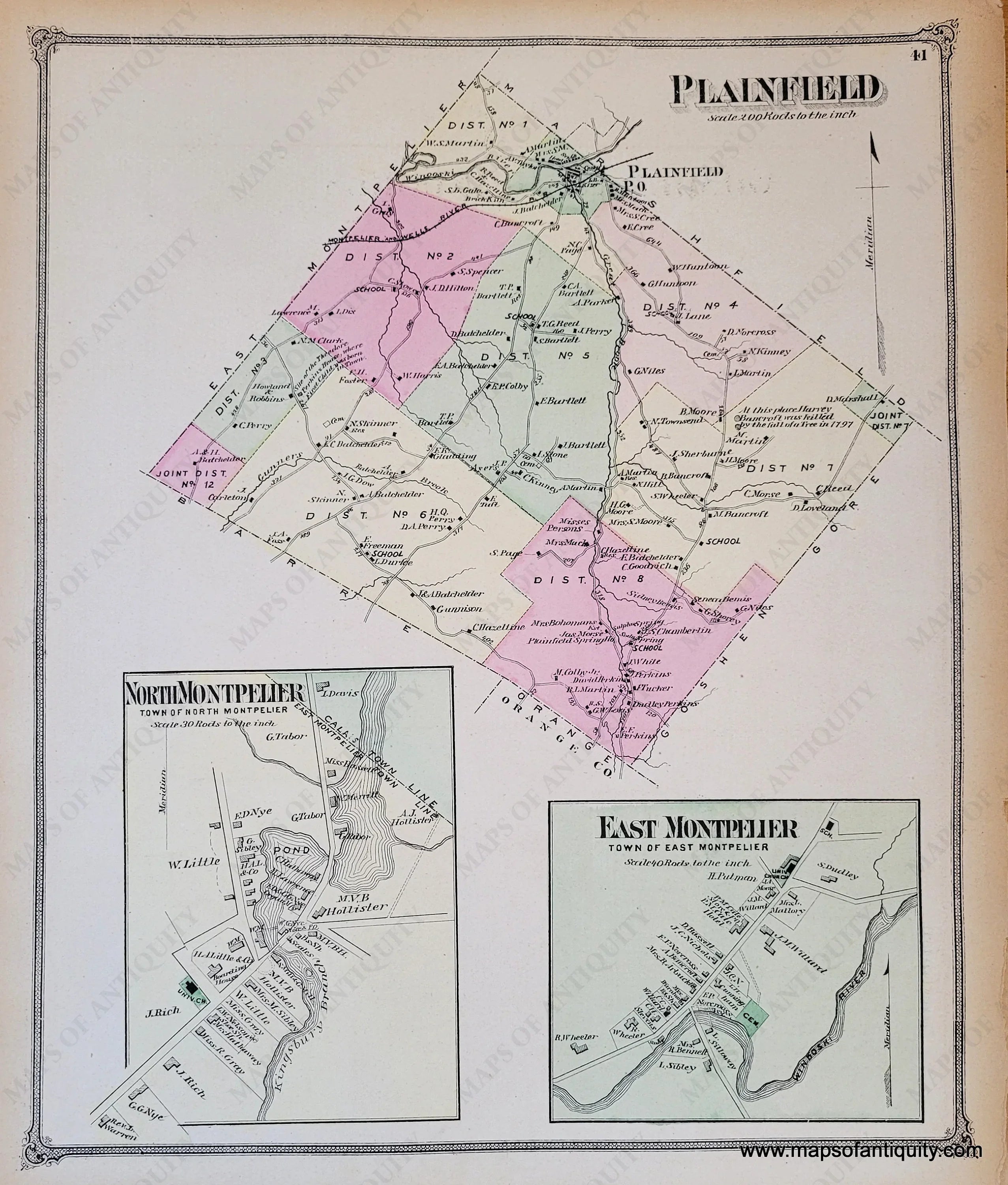 1873 Plainfield (VT) with parts of North Montpelier and East Montpel