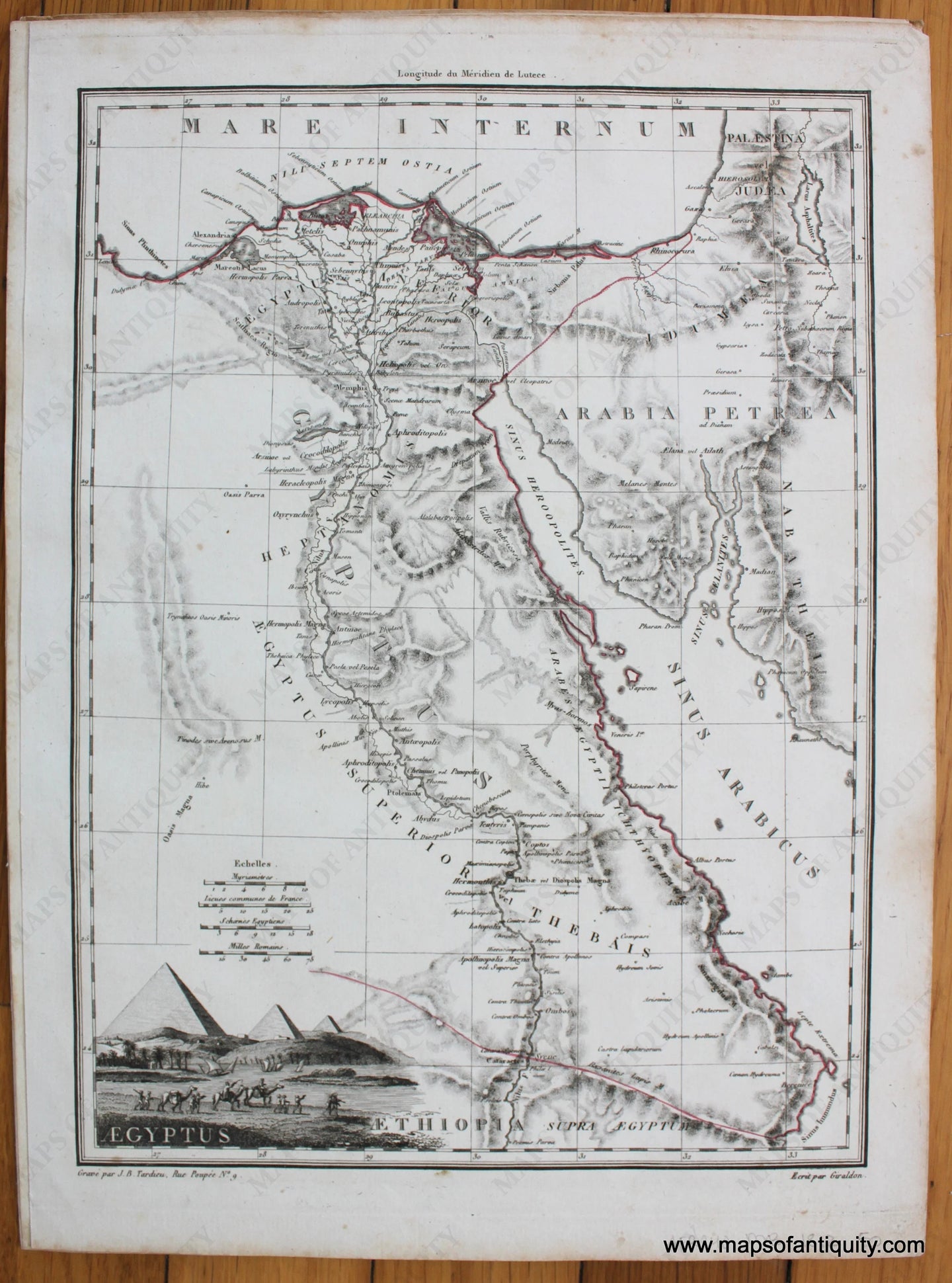 Antique-Hand-Colored-Map-Aegyptus-Egypt-1812-Malte-Brun-Lapie-Egypt-1800s-19th-century-Maps-of-Antiquity