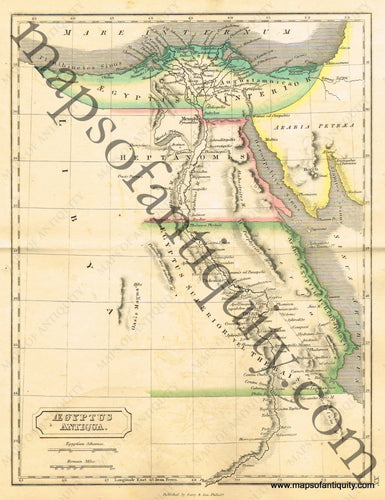 Antique-Hand-Colored-Map-Aegyptus-Antiqua-Ancient-World-Africa-Egypt-1838-Butler-Maps-Of-Antiquity