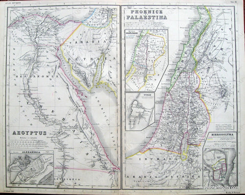 Antique-Hand-Colored-Map-Aegyptus-and-Phoenice-Palaestina-Middle-East-and-Holy-Land--1869-Heinrich-Kiepert-Maps-Of-Antiquity