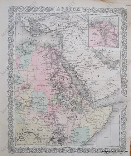 Antique-Hand-Colored-Map-Colton's-Africa-North-Eastern-Sheet-Africa-North-Africa-1887-Colton-Maps-Of-Antiquity