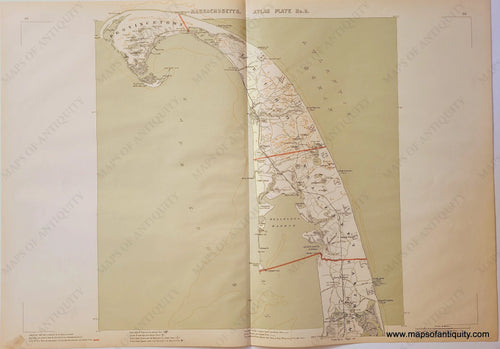 Antique-Map-1891-Cape-Cod-Provincetown-Truro-Wellfleet-Massachusetts-Maps-of-Antiquity