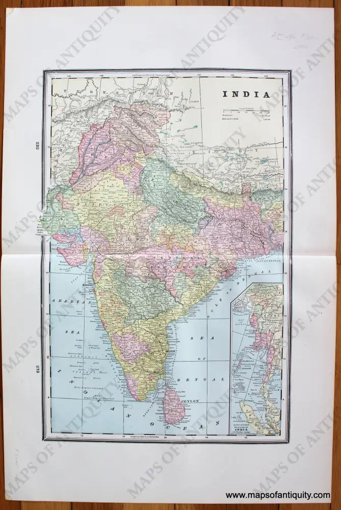 Antique-Map-India-Egypt-Arabia-Upper-Nubia-and-Abyssinia-South-Africa-Home-Library-and-Supply-Association-Pacific-Coast-1892-1890s-1800s-Late-19th-Century-Maps-of-Antiquity