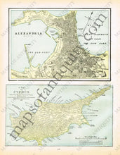 Load image into Gallery viewer, 1894 - Egypt Arabia Upper Nubia And Abyssinia Verso: Alexandria (Egypt) A Map Of Cyprus Antique
