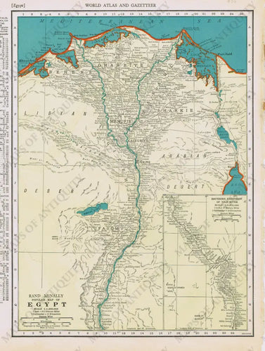 Genuine-Antique-Map-Popular-Map-of-Egypt-1940-Rand-McNally-Maps-Of-Antiquity