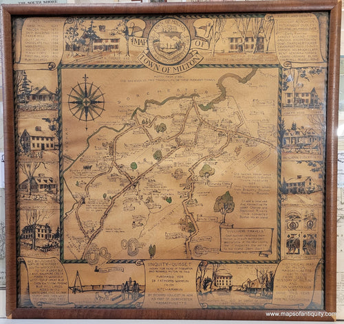Genuine-Antique-Pictorial-Map-Map-of-Town-of-Milton-1937-Claretta-Pope-Higgins-Maps-Of-Antiquity