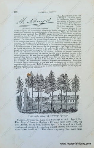 Genuine-Antique-Illustration-View-in-the-village-of-Saratoga-Springs-1841-Barber-Maps-Of-Antiquity