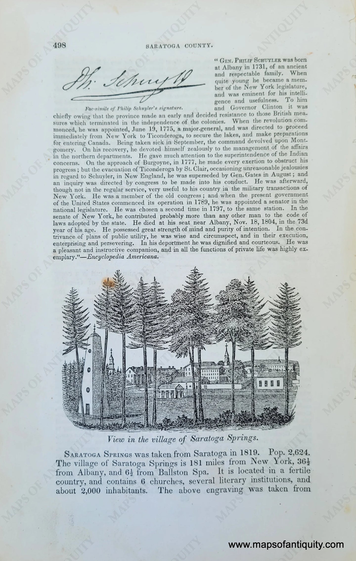 Genuine-Antique-Illustration-View-in-the-village-of-Saratoga-Springs-1841-Barber-Maps-Of-Antiquity