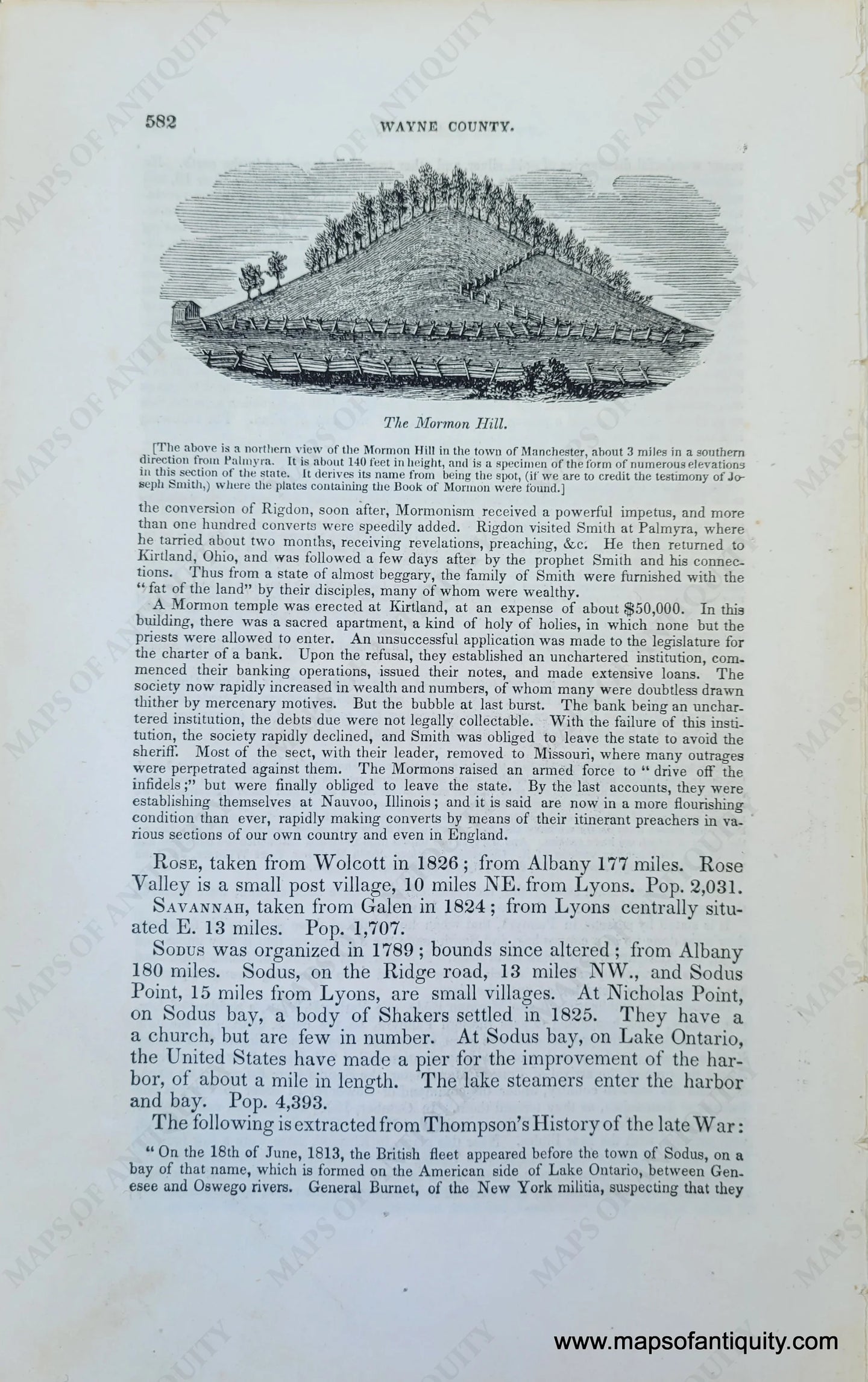 Genuine-Antique-Illustration-The-Mormon-Hill-(NY)-1841-Barber-Maps-Of-Antiquity