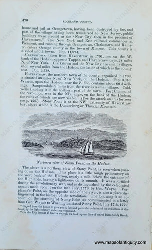 Genuine-Antique-Illustration-Northern-view-of-Stony-Point,-on-the-Hudson-(NY)-1841-Barber-Maps-Of-Antiquity