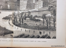 Load image into Gallery viewer, 1882 - The Royal Review of the Troops from Egypt, Bird&#39;s-Eye View of the Scene - Antique Print
