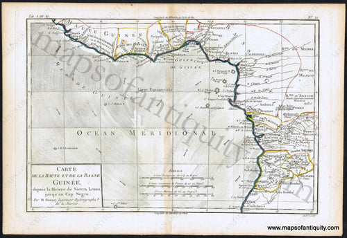 Antique-Hand-Colored-Map-Carte-de-la-Haute-et-Basse-Guinee-Africa-Africa-Africa-Other-1780-Raynal-and-Bonne-Maps-Of-Antiquity