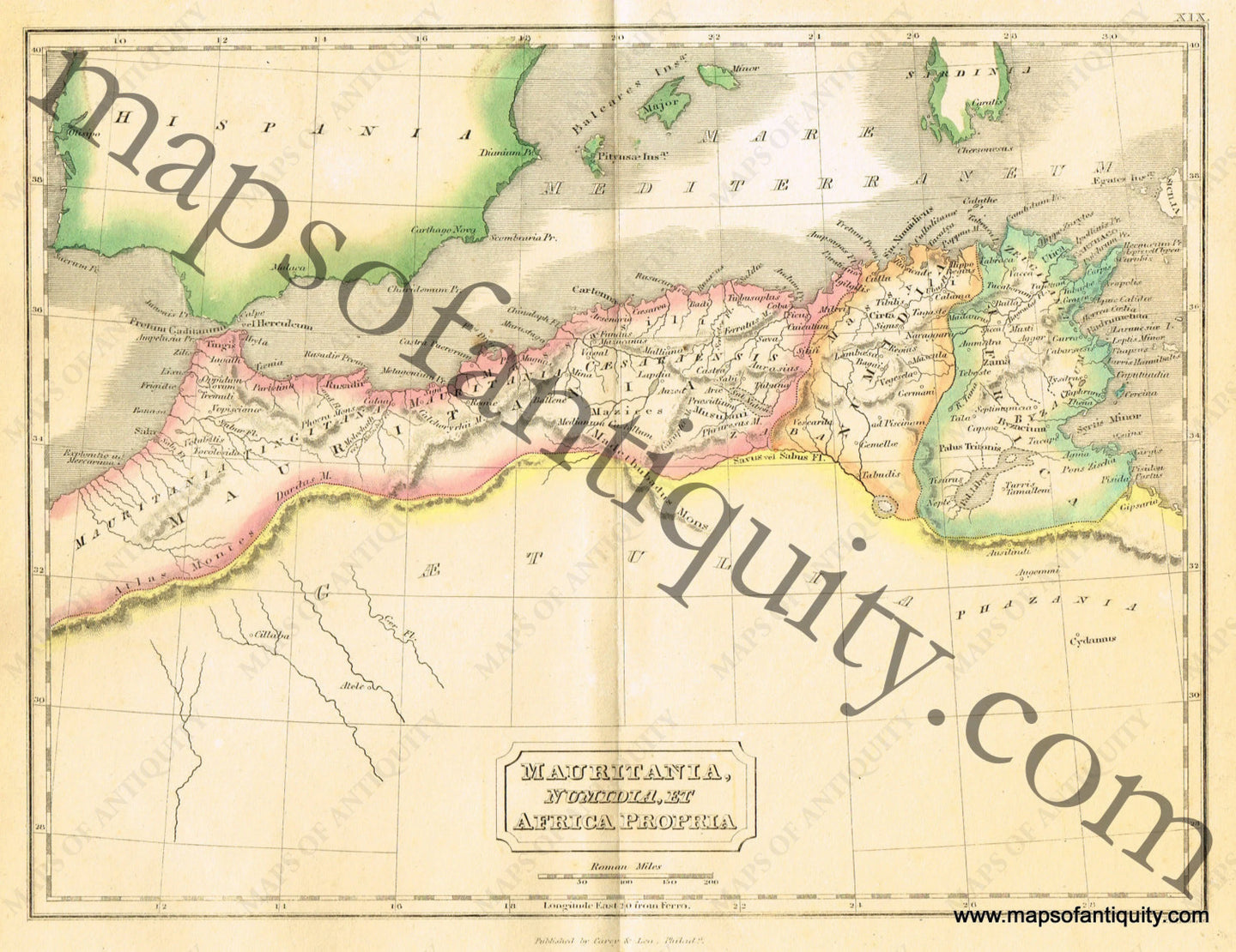 Antique-Hand-Colored-Map-Mauritania-Numidia-et-Africa-Propria-Ancient-World-Africa-North-Africa-Africa-Other-1838-Butler-Maps-Of-Antiquity