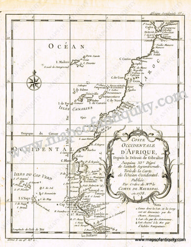 Antique-Uncolored-Map-Coste-Occidentale-d'Afrique-Depuis-le-Detroit-de-Gibraltar-Africa--1740-Bellin-Maps-Of-Antiquity