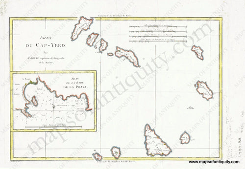 Antique-Hand-Colored-Map-Isles-du-Cap-Verd-Africa-Africa-Other-1787-Bonne-Maps-Of-Antiquity