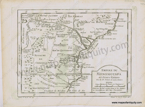 Antique-Map-Africa-Empire-du-Monomotapa-Mutapa-Eastern-Coast-1757-Bellin-1750s-1700s-18th-century-Maps-of-Antiquity