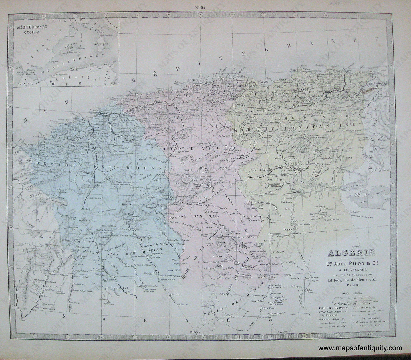 Antique-Hand-Colored-Map-Algerie-Algeria-1877-Levasseur-Algeria-1800s-19th-century-Maps-of-Antiquity