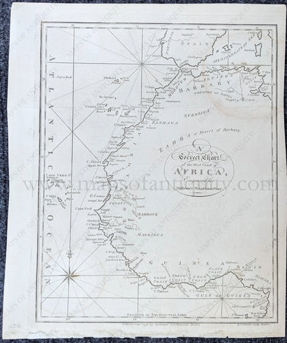 Genuine-Antique-Map-A-Correct-Chart-of-the-West-Coast-of-Africa-Engraved-for-Malham's-Naval-Gazetteer-Africa--1796-Malham-Maps-Of-Antiquity-1800s-19th-century