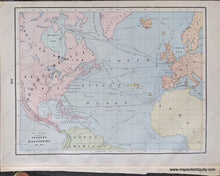 Load image into Gallery viewer, 1892 - Africa; Versos: Oceanica Map Showing Routes Of Voyages And Discoveries 861-1685 Antique
