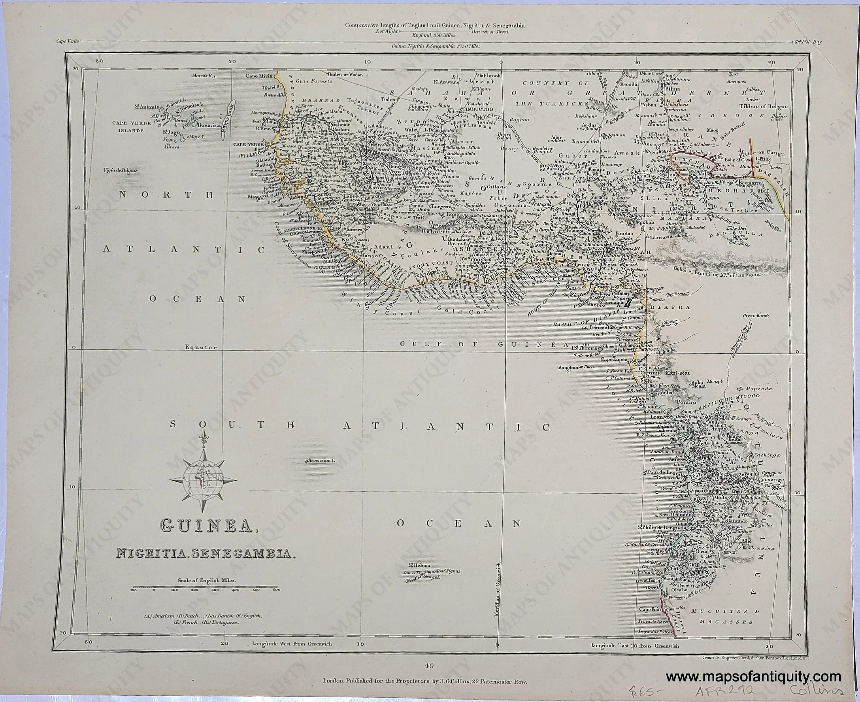 1850 Antique Map Guinea, Nigritia, Senegambia – Maps of Antiquity