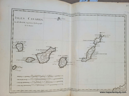 Genuine-Antique-Map-Canary-Islands---Isles-Canaries-1788-Bonne-Desmarest-Maps-Of-Antiquity
