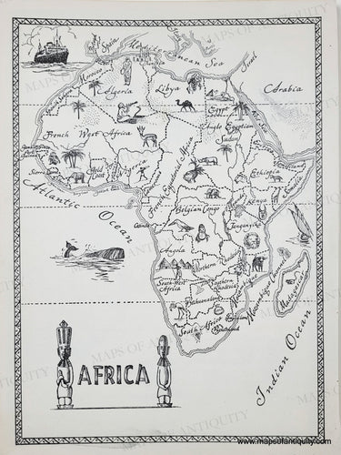 Genuine-Vintage-Map-Africa-1952-J-B-Lippincott-Company-Maps-Of-Antiquity