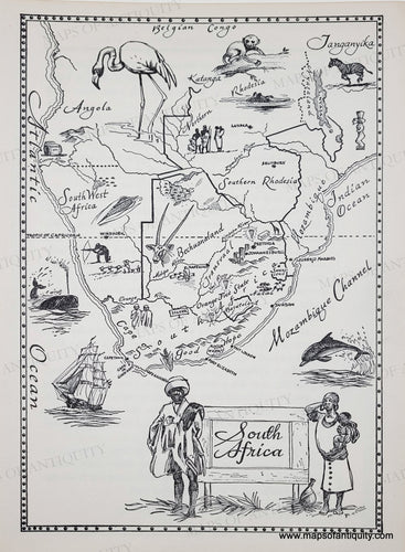 Genuine-Vintage-Map-South-Africa-1952-J-B-Lippincott-Company-Maps-Of-Antiquity
