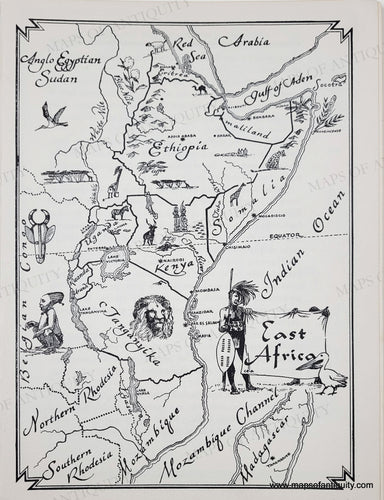 Genuine-Vintage-Map-East-Africa-1952-J-B-Lippincott-Company-Maps-Of-Antiquity