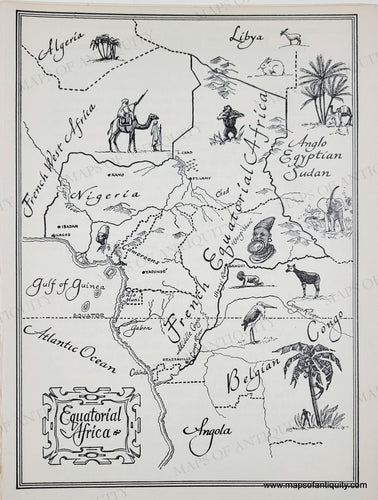 Genuine-Vintage-Map-Equatorial-Africa-1952-J-B-Lippincott-Company-Maps-Of-Antiquity