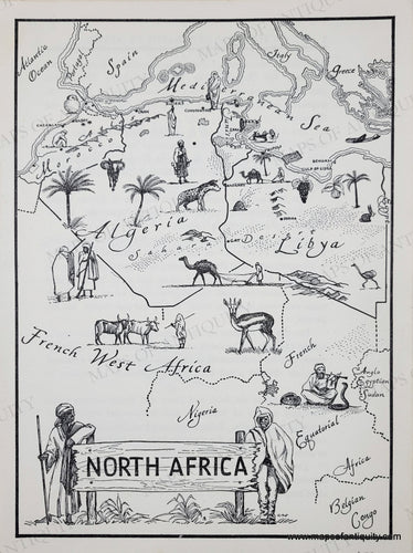 Genuine-Vintage-Map-North-Africa-1952-J-B-Lippincott-Company-Maps-Of-Antiquity