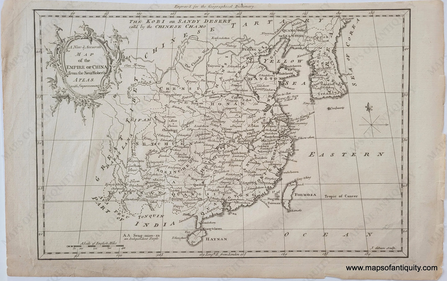 1759 - A New & Accurate Map Of The Empire China From Sieur Robert’s Atlas With Improvements