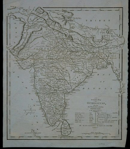 Black-and-White-Antique-Map-An-Accurate-View-of-Hindoostan-shewing-the-Territories-ceded-by-Tippoo-Saib.-To-the-different-Powers.-Asia-India-c.-1800-Unknown-Maps-Of-Antiquity