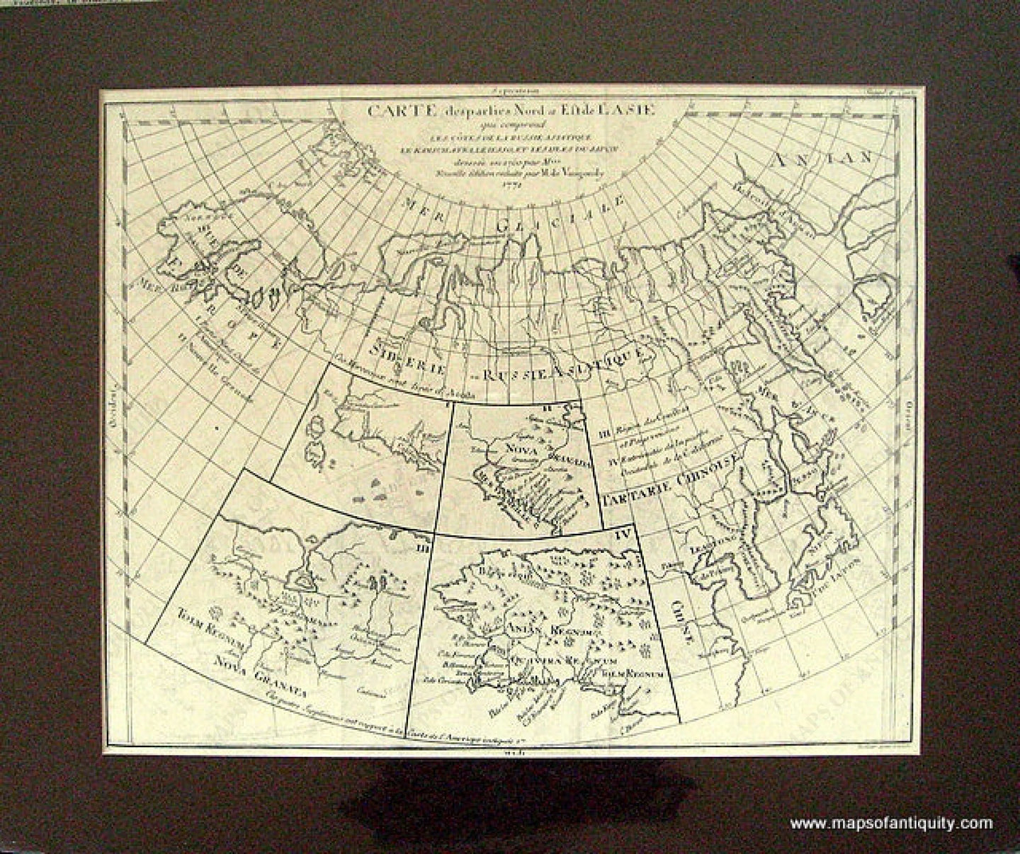 Antique-Black-&-White-Engraved-Map-Carte-desparties-Nord-at-Est-de-L'Asie-Asia-Asia-General-1772-Robert-de-Vaugondy-Maps-Of-Antiquity