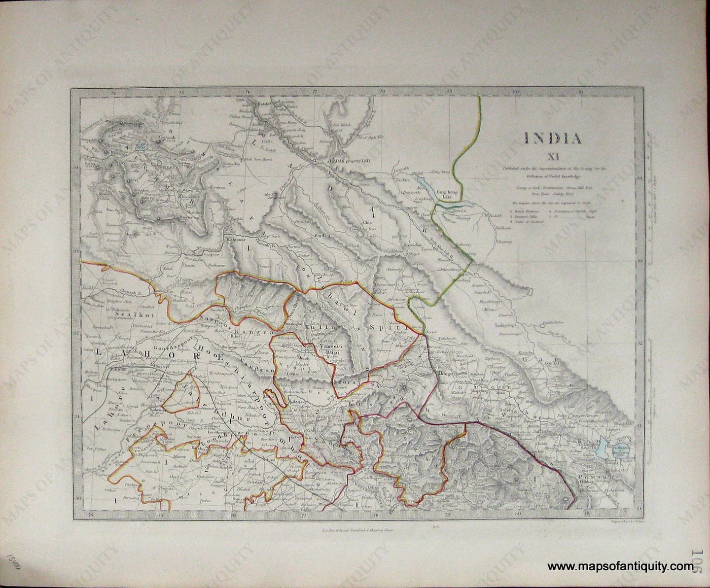 1845 - India Xi. North Central And East Regions. Antique Map Genuine Hand-Colored