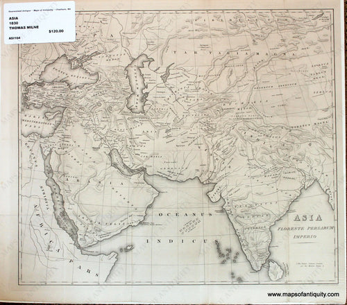 Black-and-White-Antique-Map-Asia-Florente-Persarum-Imperio-Asia--1830-Milne-Maps-Of-Antiquity