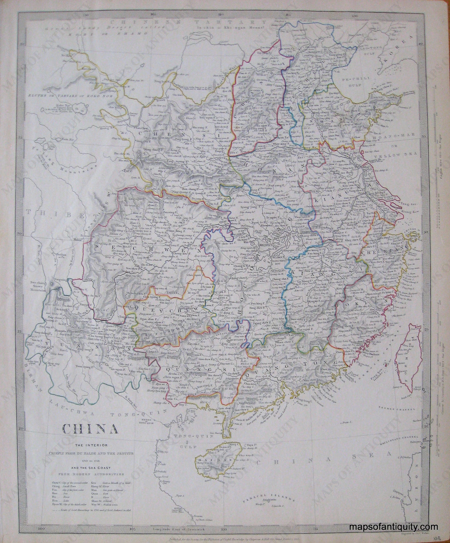 Antique-Hand-Colored-Map-China-The-Interior-Chiefly-from-Du-Halde-and-the-Jesuits-Asia-China-1843-SDUK/-Society-for-the-Diffusion-of-Useful-Knowledge-Maps-Of-Antiquity