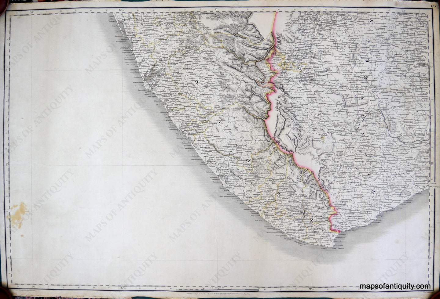 Genuine-Antique-Map-Southern-India-J. & C. Walker-Horsburgh-1829-1800s 19th-century-Maps-of-Antiquity