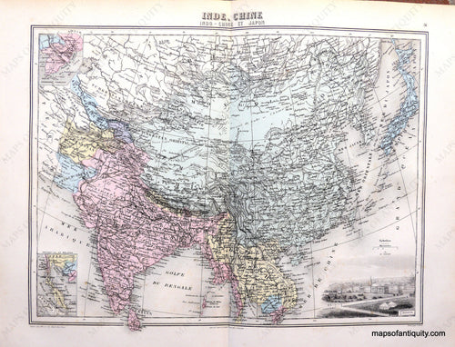 Antique-Hand-Colored-Map-Inde-Chine-Asia--1884-Migeon-Maps-Of-Antiquity