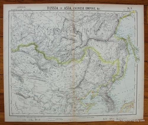 Antique-Printed-Color-Map-Russia-in-Asia-Chinese-Empire-Etc.-Asia--1883-Letts-Maps-Of-Antiquity