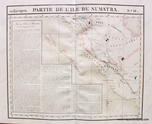 Antique-Hand-Colored-Map-Partie-de-l'Ile-de-Sumatra.-Oceanique-no.-18.-Asia--1827-Vandermaelen-Maps-Of-Antiquity