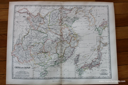 Antique-Printed-Color-Map-China-and-Japan-Asia-China-&-Japan-1881-Johnston-Maps-Of-Antiquity