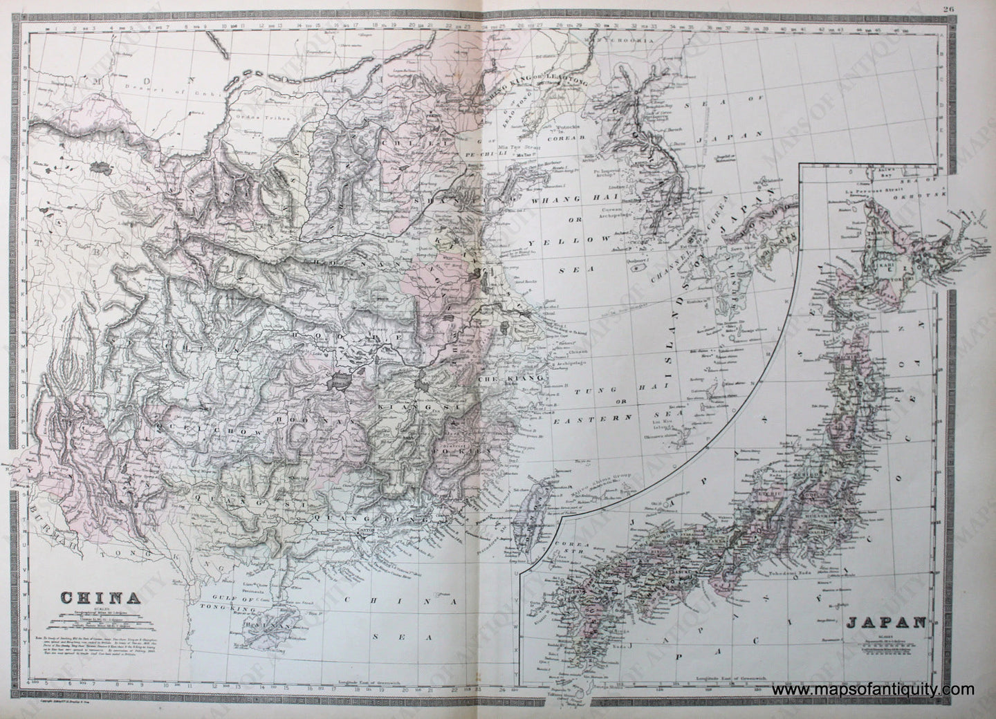 Antique-Hand-Colored-Map-China-and-Japan-Asia-China-Japan-1887-Bradley-Maps-Of-Antiquity