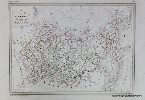 Antique-Hand-Colored-Map-Siberie-ou-Russie-d'Asie-Septentrionale-Asia-Russia-in-Asia-1846-M.-Malte-Brun-Maps-Of-Antiquity