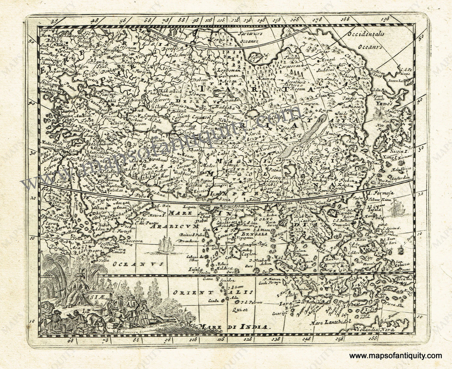 Antique-Black-and-White-Map-Asiae-I.P.-Asia--1725-De-Aefferden-Maps-Of-Antiquity