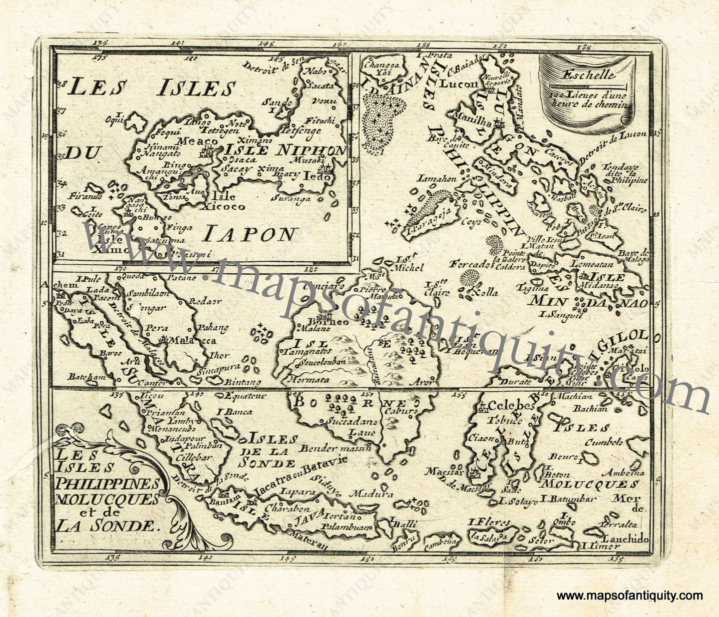 Antique-Black-and-White-Map-Les-Isles-Philippines-Molucques-et-de-la-Sonde-Asia-Southeast-Asia-1725-De-Aefferden-Maps-Of-Antiquity